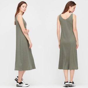 Olive Uniqlo Ribbed Built in Bra Tank Dress, Small
